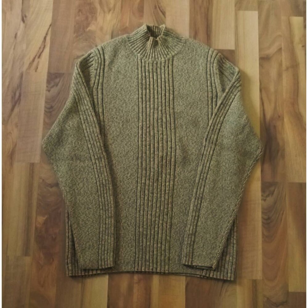 Express® Cable Knit Mock Neck Gold Cotton Sweater Size Large